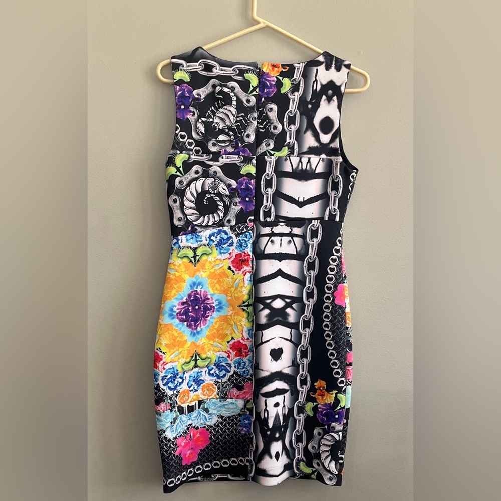 Nicole Miller Artelier Black/Pink Nuts and Bolts Floral sleeveless Dress 6 new - Picture 7 of 15